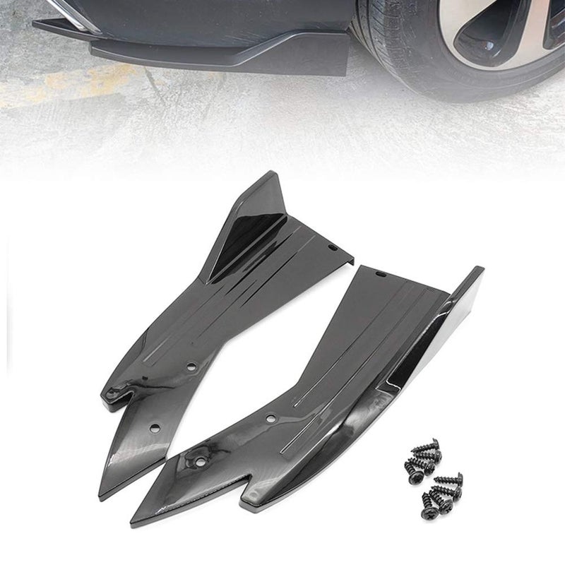 idain 2PCS Universal Rear Bumper Lip Diffuser Splitter Canard Protector Front Bumper Lip Body Kit Front Bumper Side Skirt Spoiler Splitter (Black) - Image 1